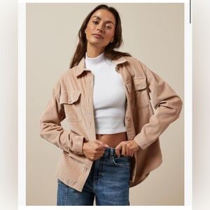 Women's Tan Corduroy Shirt Jacket